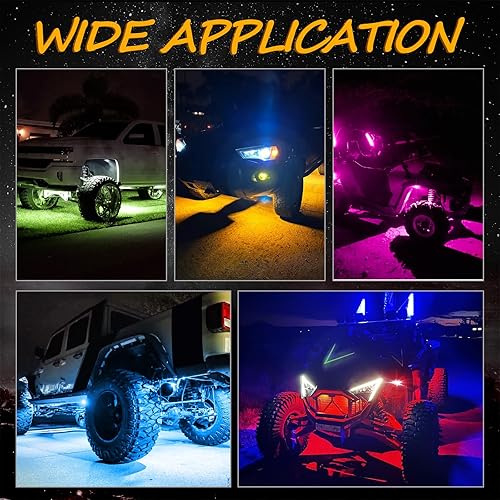 Miniatura 7 de Niwaker - Kits de luces de roca RGB LED, luces de roca con 8 cápsulas de luces de neón para remolque, luces subterráneas para camión, ATV, UTV, SUV,