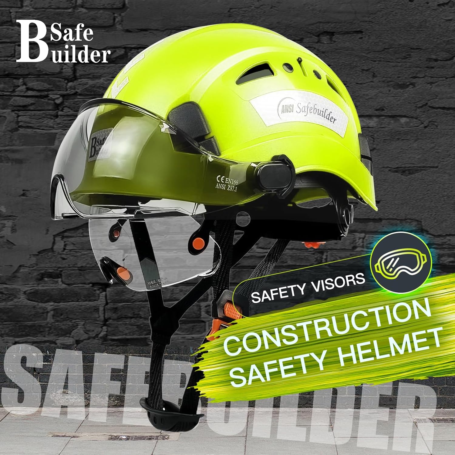 Industrial Safety Helmet with Visor ABS Hard Hat with Visor Adjustable Ventilation Hardhats Construction Head Protection ANSI Z89.1 - Image 3