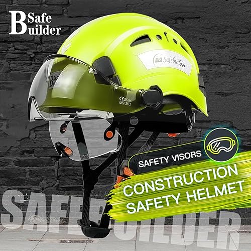Vista 3 de Casco de seguridad industrial con visera ABS casco duro con visera ajustable Ventilación Hardhats construcción cabeza protección ANSI Z89.1 Casco