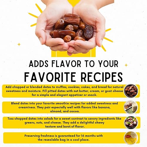 Miniatura 4 de Sunbest Natural Deglet Noor Dátiles, 5 libras - Sin hueso y entero - Bocadillo de frutas secas a granel para niños y adultos - Naturalmente dulce