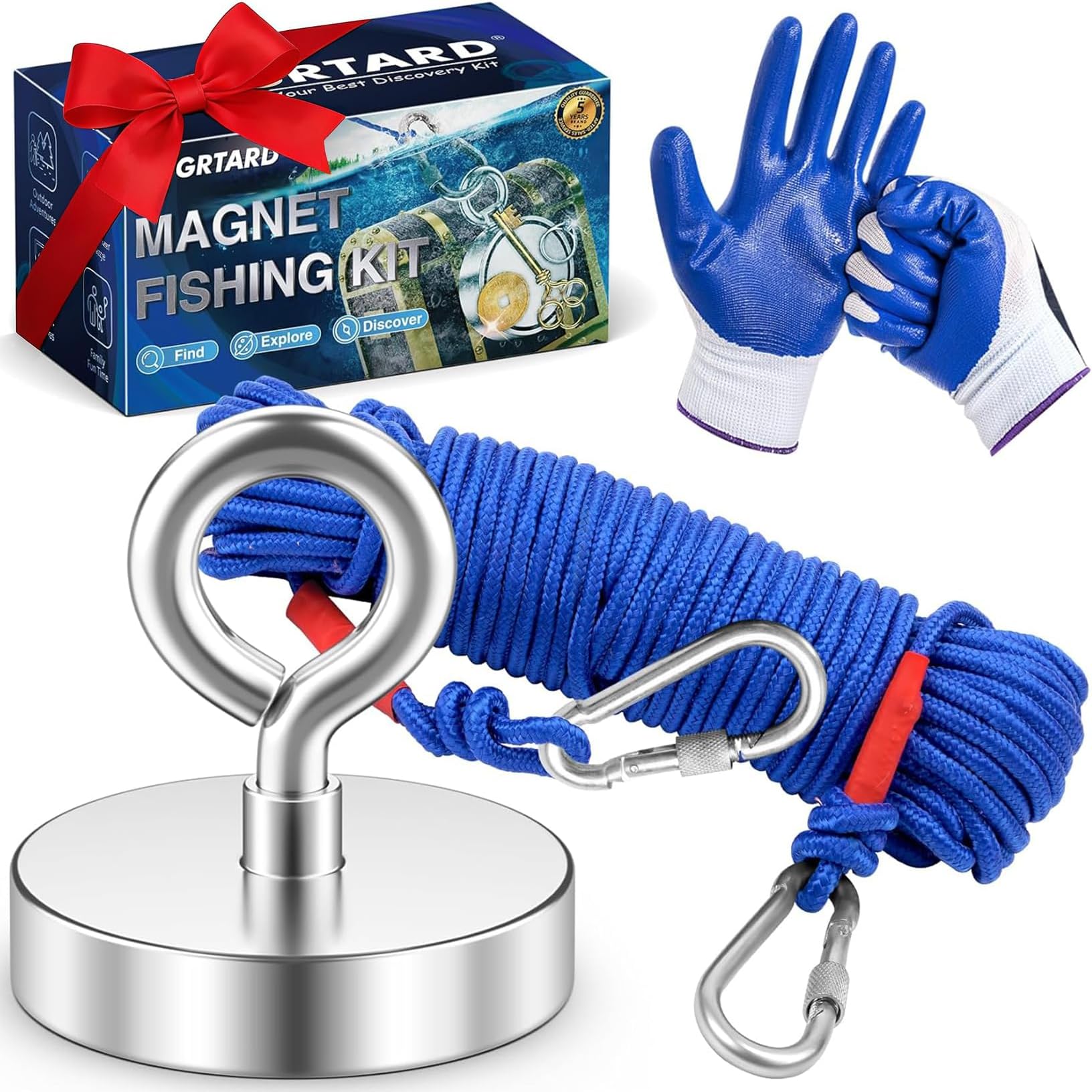 Grtard Fishing Magnet 2625lbs, Premium Strong Magnet Fishing Kit