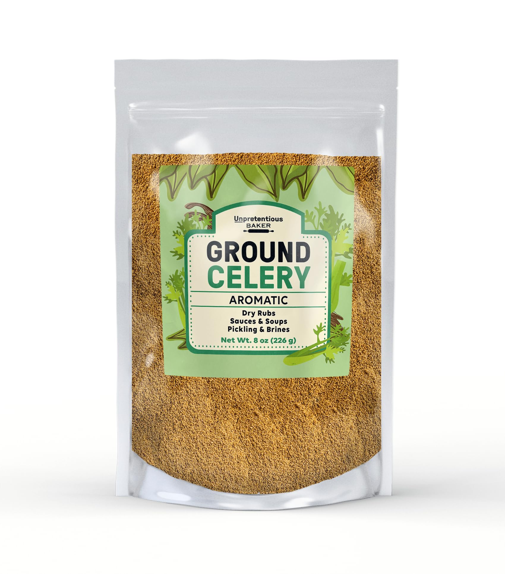 Unpretentious Ground Celery Seed Baker, 8 oz, Aromatic, Brine Seasoning, Dry Rubs & Sauces
