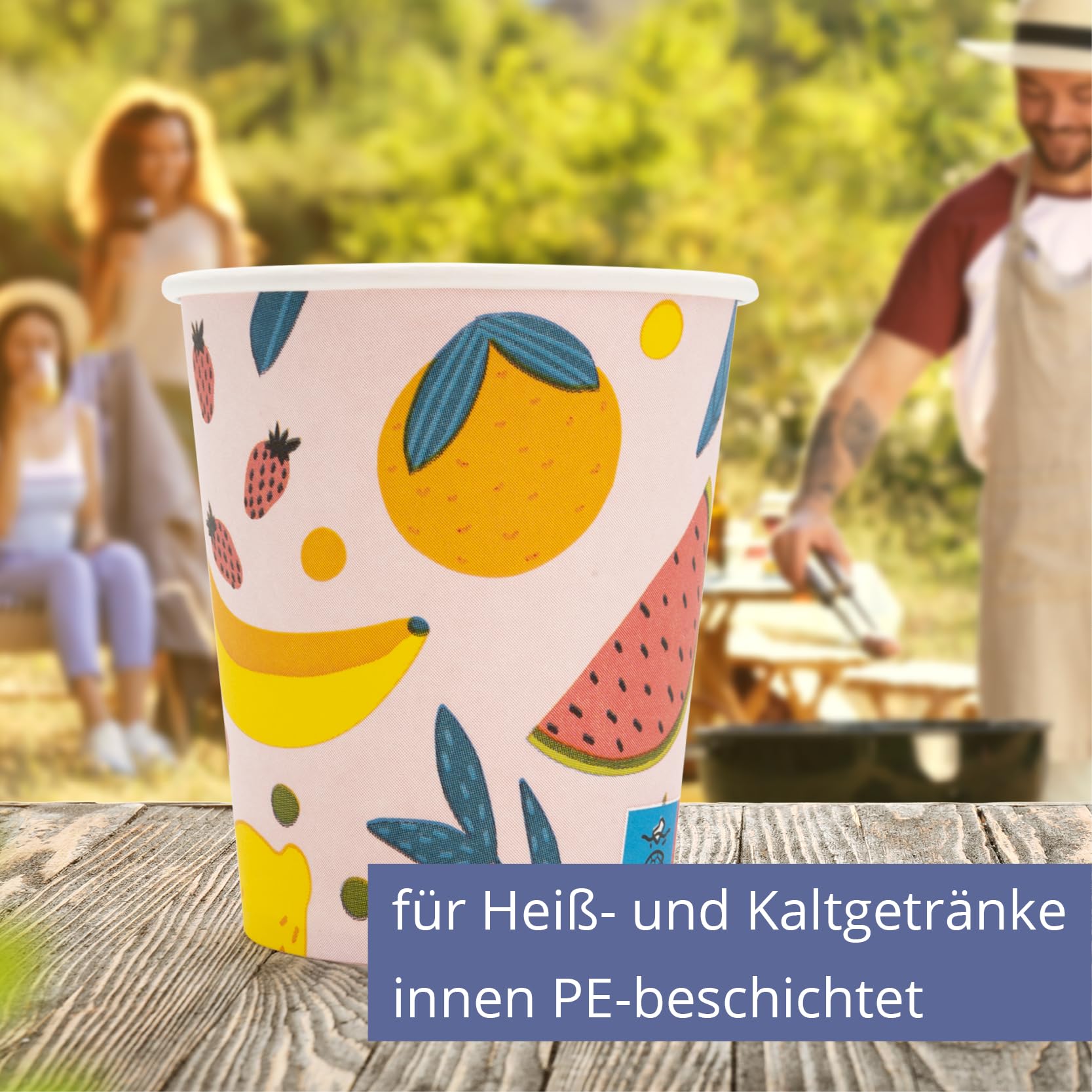 Wellsamed WELLSACUP 100 stuks papieren bekers, 180 ml, paars, geschikt