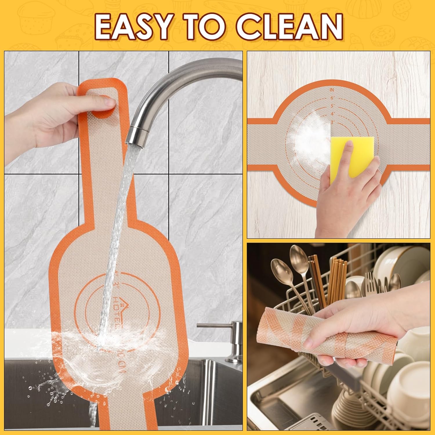 HOTEC Silicone Bread Sling for Dutch Oven - 2 Pack Non-Stick Baking Mat with Long Handle Easy to Transfer Sourdough Bread, Reusable Heat Resistant to 500°F/260°C Dutch Oven Liners Baking Supplies - Image 7