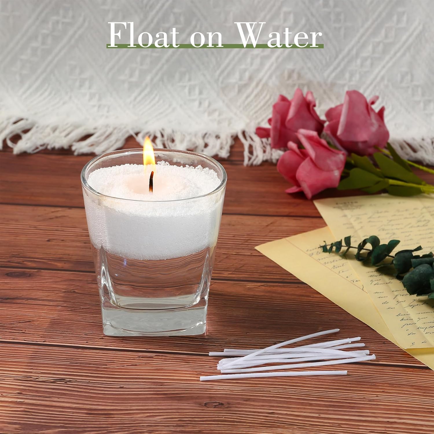 Pearled Candle Sand with Wick - 26 Oz Luxury Long Lasting Scented Candle Beads, Non Toxic, 100 Wick