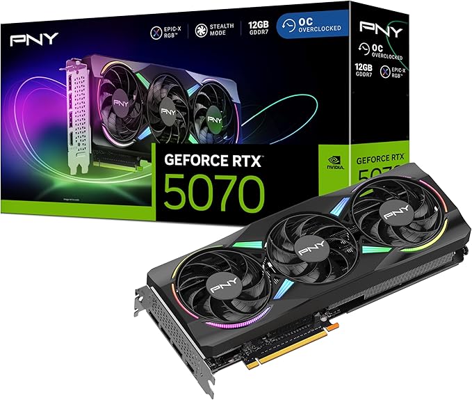 PNY Scheda Grafica GeForce RTX™ 5070 12GB ARGB OC DLSS 4 Tripla Ventola