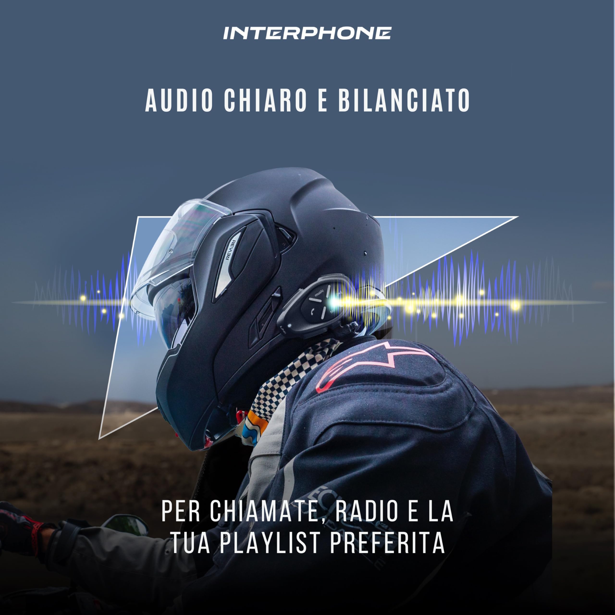 INTERPHONE LINK Doppio Interfono Bluetooth Casco Moto 300Mt 20 Ore GPS Impermeabile Universale