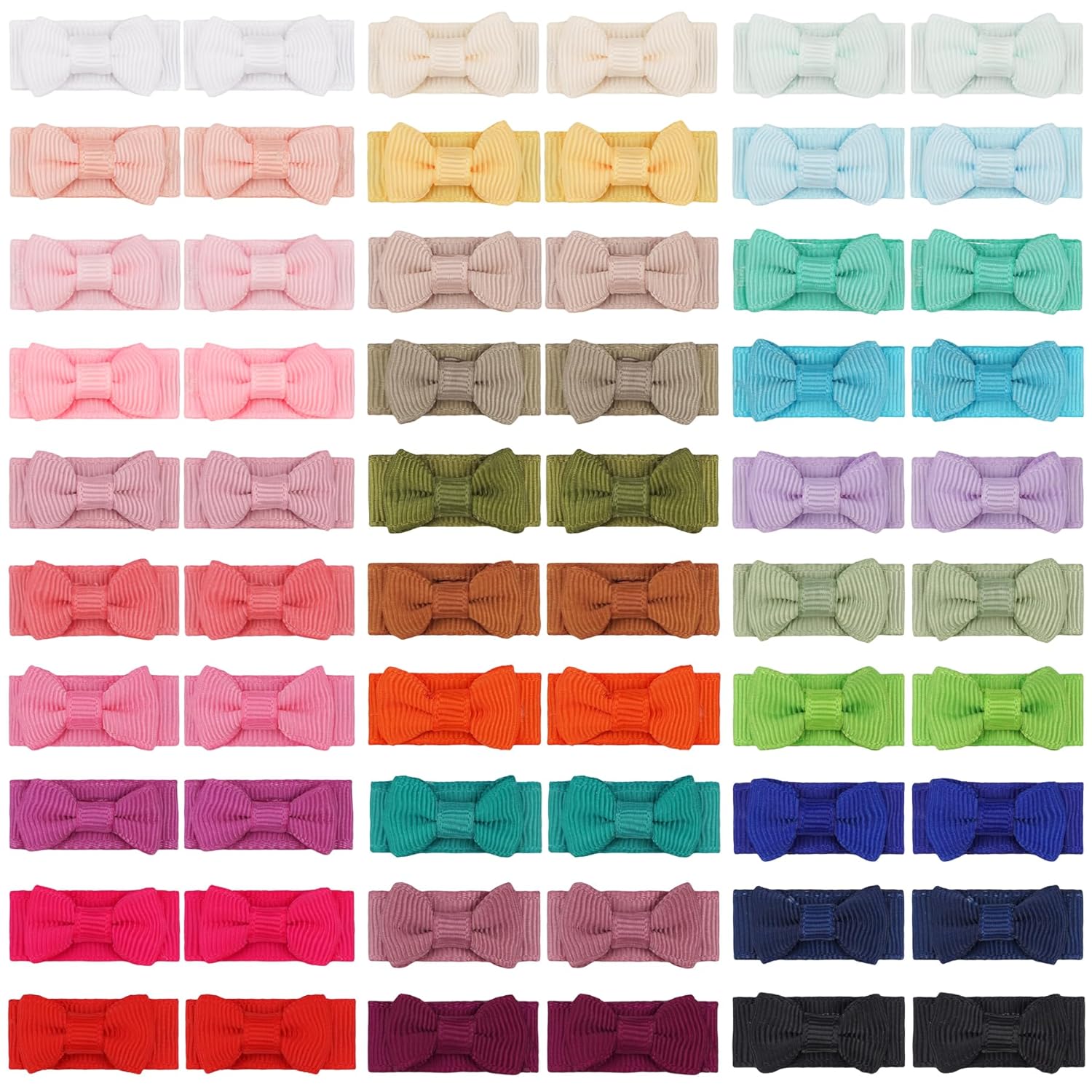 CÉLLOT 60Pcs Baby Hair Clips 1.2 Tiny Baby Bows Snap Hair Clips for Thin Hair Grosgrain Ribbon Hair Bows Clips for Baby Girls Toddlers Infant in Pairs