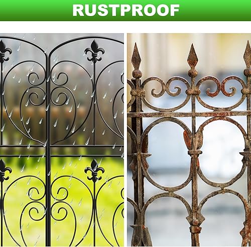 Miniatura 4 de Skcoipsra Valla decorativa para jardín, paquete de 10 unidades, 37.5 pulgadas de alto x 10 pies de largo, valla de metal inoxidable para patio,