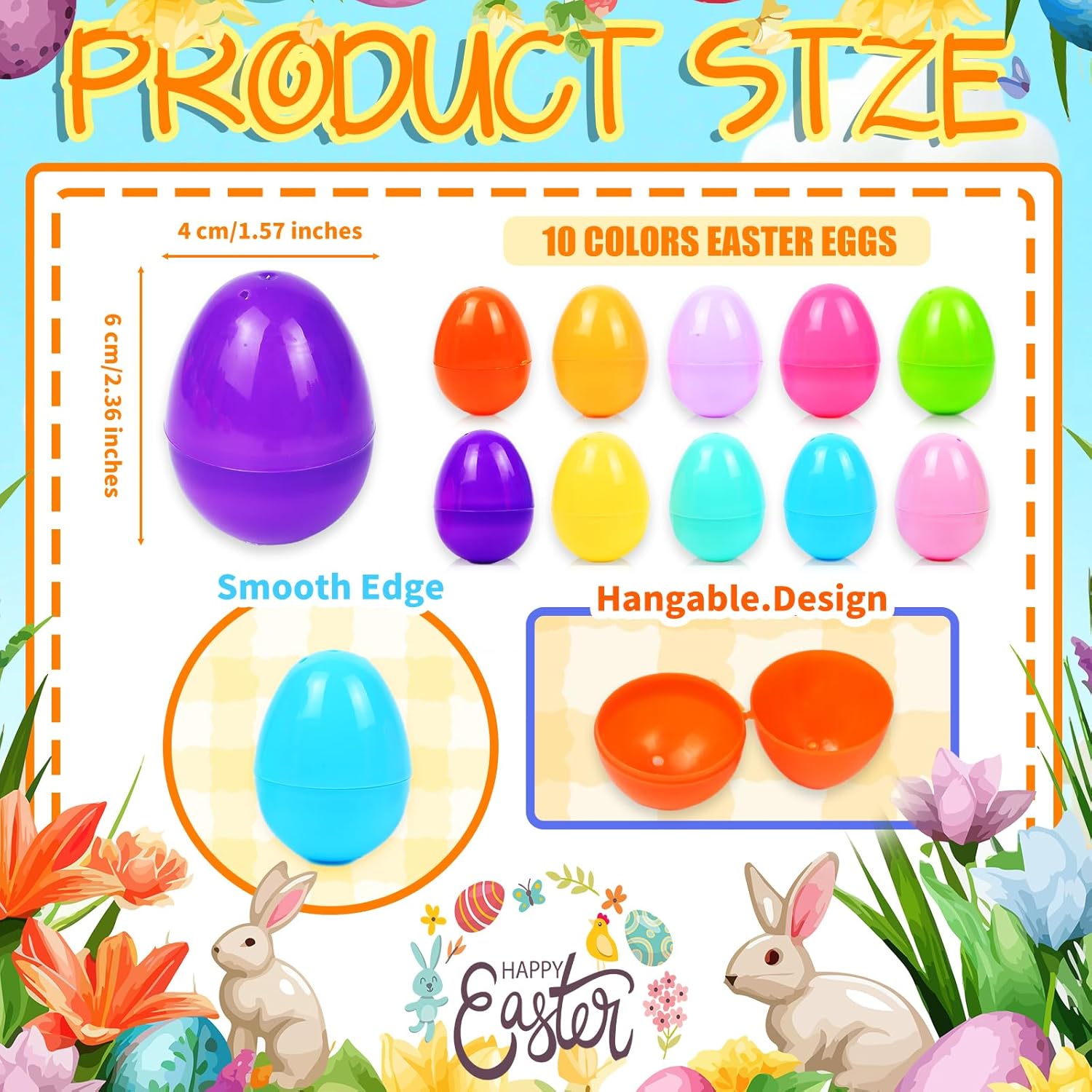 500Pcs Easter Eggs, 2.3" Fillable Colorful Bright Plastic Easter Eggs Empty for Easter Hunt, Filling Treats, Easter Basket Stuffers Fillers, Party Favors, Classroom Prize Supplies Decoration
