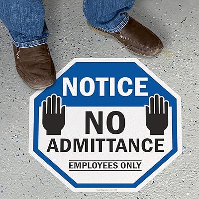 SmartSign “Notice - No Admittance, Employees Only†Anti Slip Adhesive Octagonal Floor Sign | 17