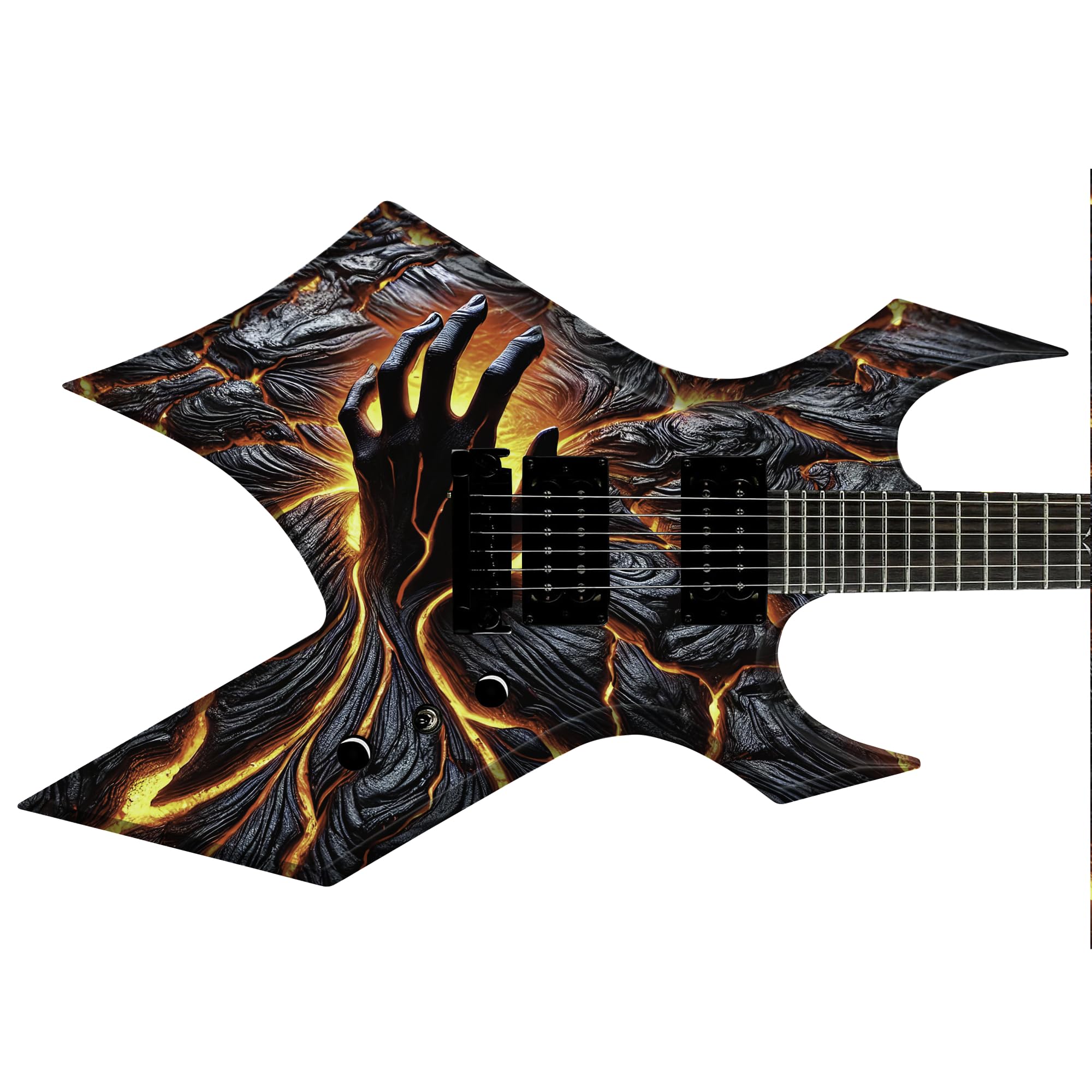 DesignDivil Adhesivo de vinilo impreso laminado GS229 para guitarra o bajo con texto en inglés "The Lava Hand"