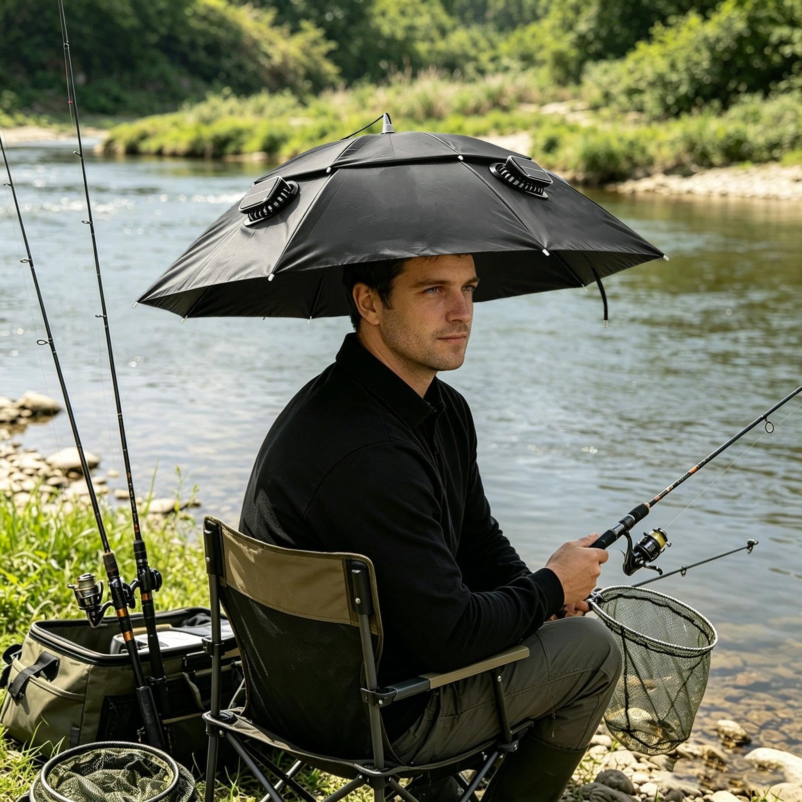 Sombrero Ventilado con Panel Solar Gorra portátil refrigerante | Sombrero Tipo Cubo para Hombre Mujer Para Viajes De Verano, Playa, Pesca, Senderismo, Camping, Ciclismo, Jardinería,