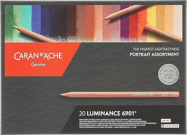 Caran d'Ache 6902 Colouring Pencils Luminance Portrait Assortment 20 Colours, Multi-Colour, 26 x 19 x 2 cm.