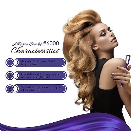 Miniatura 6 de Allegro Combs 6000 dientes anchos teasing Lift ventilado pelo peine de dientes espaciales peluquero estilista pelo rizado mezcla fresca 12 piezas
