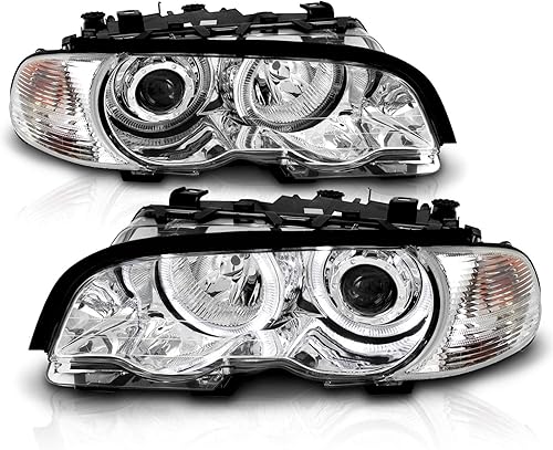 Miniatura 8 de AmeriLite Para 99-01 BMW Serie 3 E46 (M3) 2 puertas Coupé LED Halo Proyector Negro Faros delanteros con lámpara de esquina - Juego de pasajero y