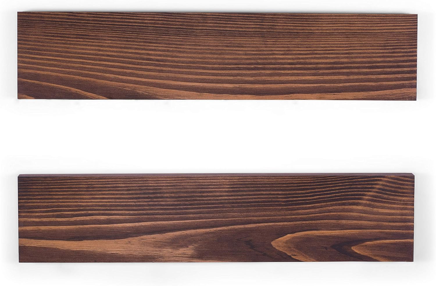 DAKODA LOVE 24" x 5.25" Clean Edge Solid Wood Floating Shelves | Premium Handmade Quality | Easy Hidden Bracket Wall Mount | Modern Rustic Pine | Set of 2 (Espresso)
