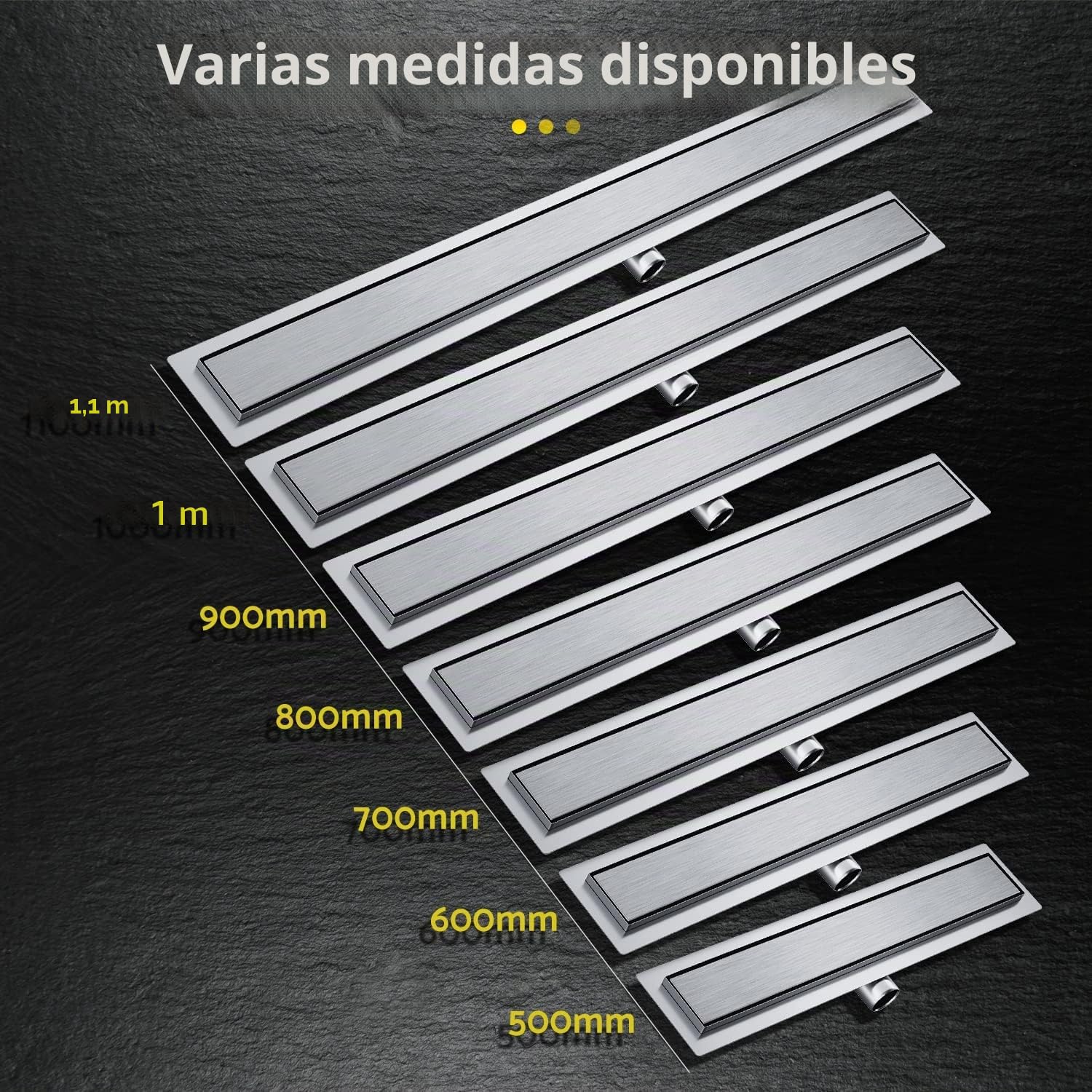 SIRHONA Canaleta de Ducha de Acero Inoxidable 60cm, 2 en 1 Conjunto Completo de Desagüe de Ducha con Accesorio de Piso, Doble Cara, con Tope de Olor y Tamiz de Pelo