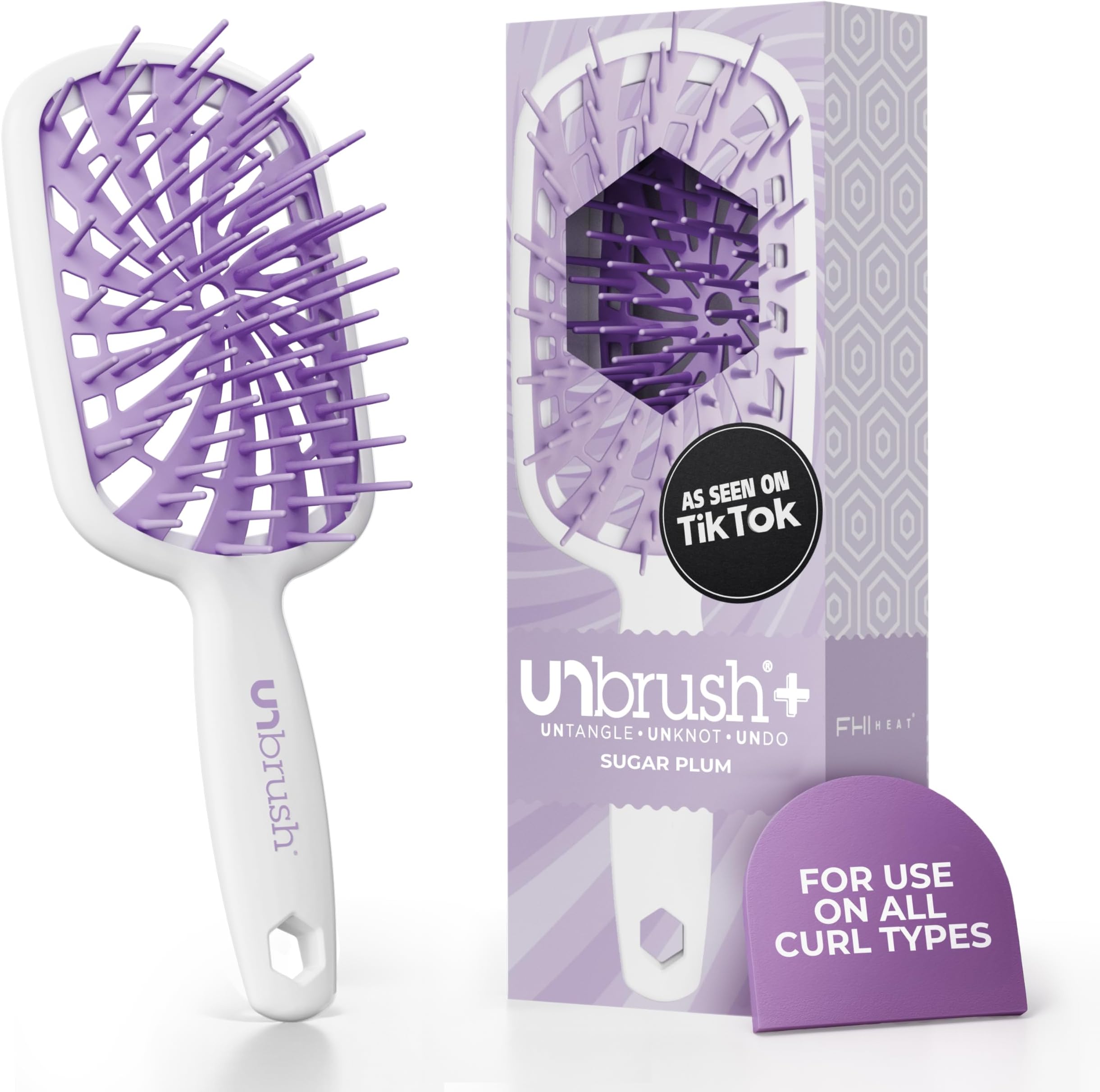 New UNbrush!! UNbrush Plus Detangler Brush for Gentle and Effective Detangling on Wet or Dry Fragile Hair Types — 84 UltraFlex Bristles, Ultra-Light, Anti-Static, Vented Hair Brush