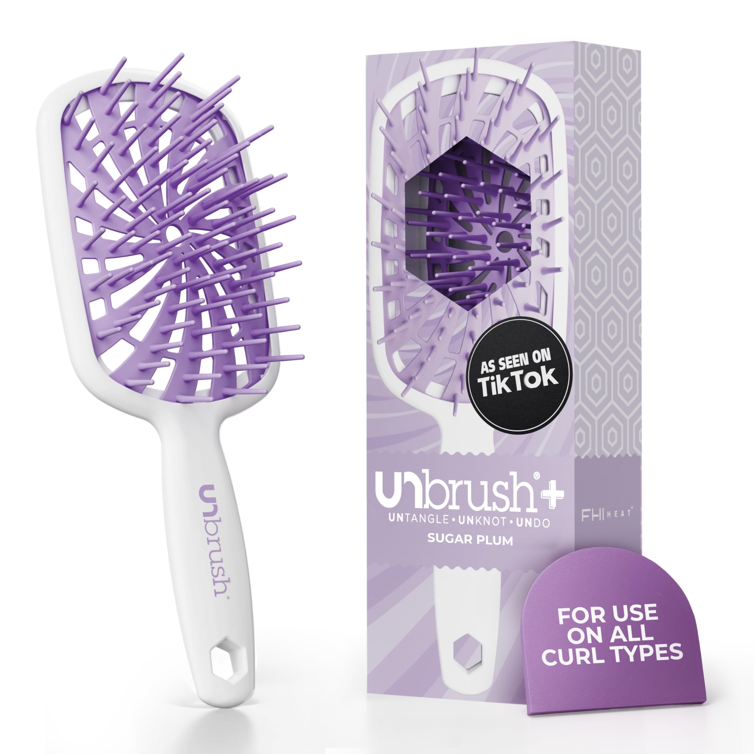 New UNbrush!! UNbrush Plus Detangler Brush for Gentle and Effective Detangling on Wet or Dry Fragile Hair Types — 84 UltraFlex Bristles, Ultra-Light, Anti-Static, Vented Hair Brush