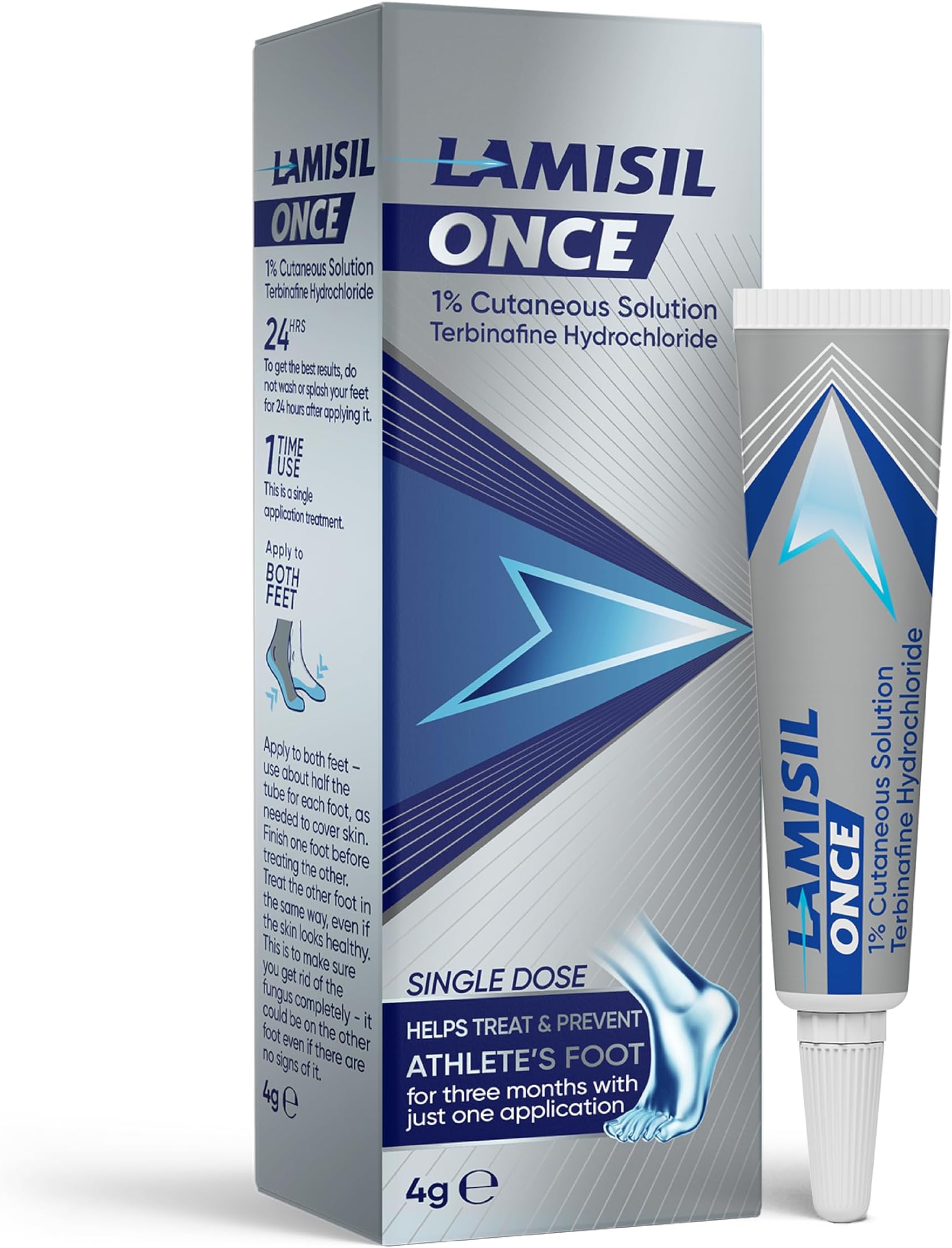 Lamisil Once - Single Dose Athleteโs Foot Treatment - Relieves Itching, Burning, Cracking Symptoms - Antifungal Solution 4g