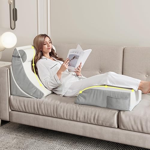 Miniatura 1 de Juego de almohadas de cuña de cama  5 almohadas ajustables para después de la cirugía, juego de almohadas ortopédicas de cuña para cabeza, cuello,