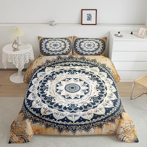 Miniatura 10 de Feelyou Juego de ropa de cama de mármol azul dorado moderno juego de edredón estético de mármol para niños y niños, edredón retro con diseño de