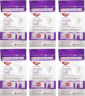 Enoz Moth-Tek Packets, Kills Clothes Moths and Carpet Beetles, Resealable Bag, Single Use Packets, Lavender Scent, 12 oz, Pack of 6