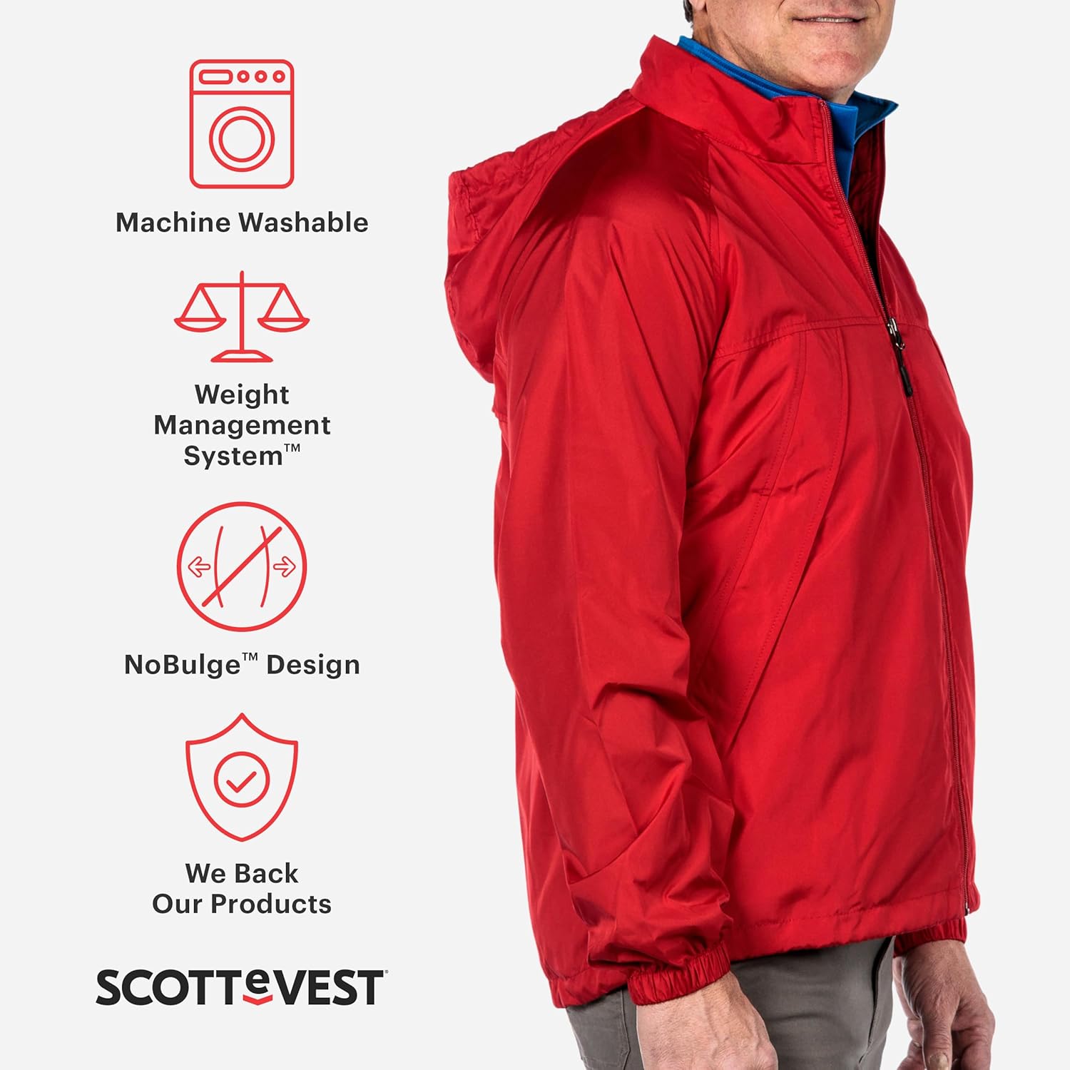 SCOTTeVEST Pack Windbreaker Jacket for Men - 19 Hidden Pockets - Lightweight Water Repellent Coat for Travel & More - Image 2