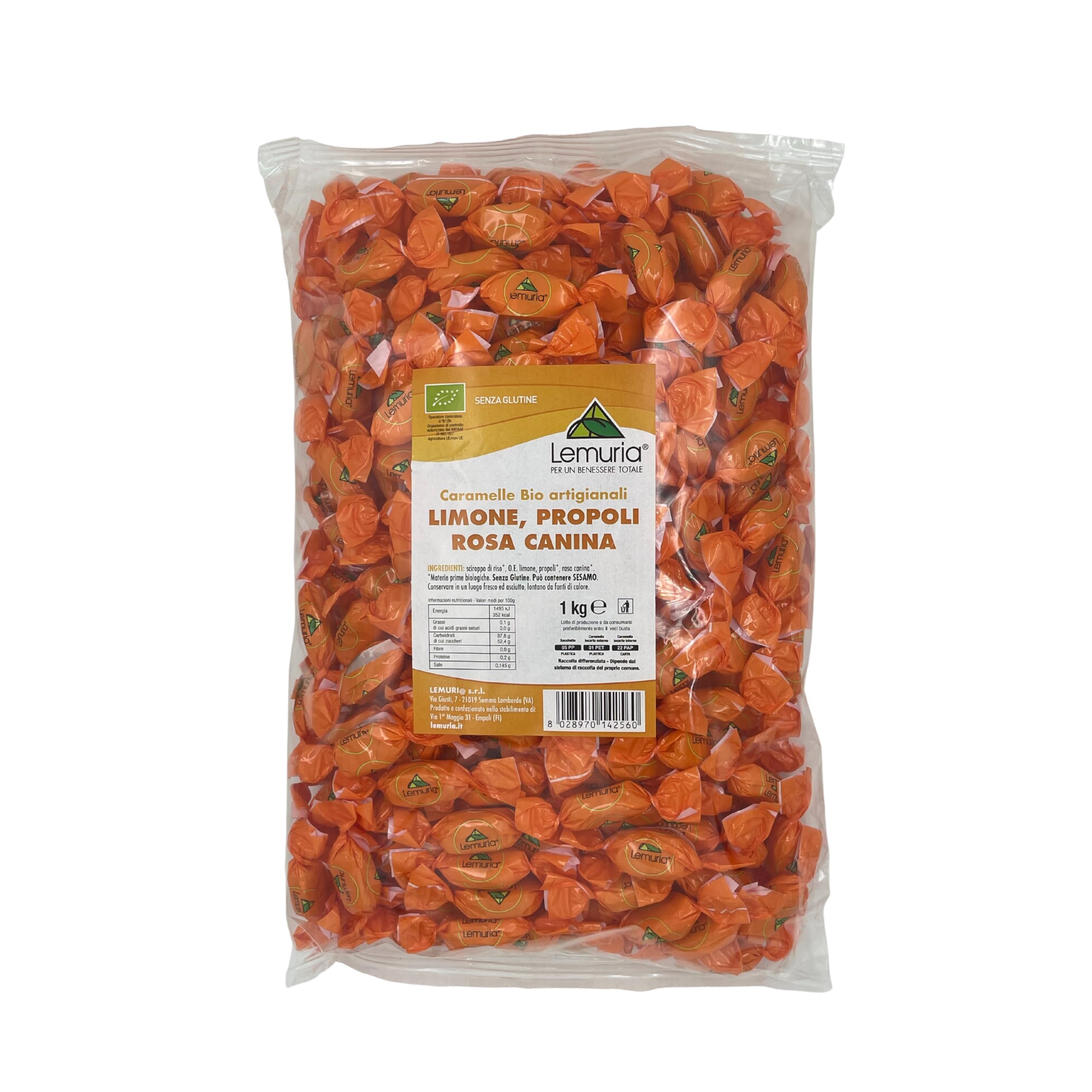 Lemuria - Caramelle Bio Artigianali- Utile Al Benessere Delle Vie Respiratorie, Gusto Gradevole - Limone, Propoli, Rosa Canina - 1Kg - 4