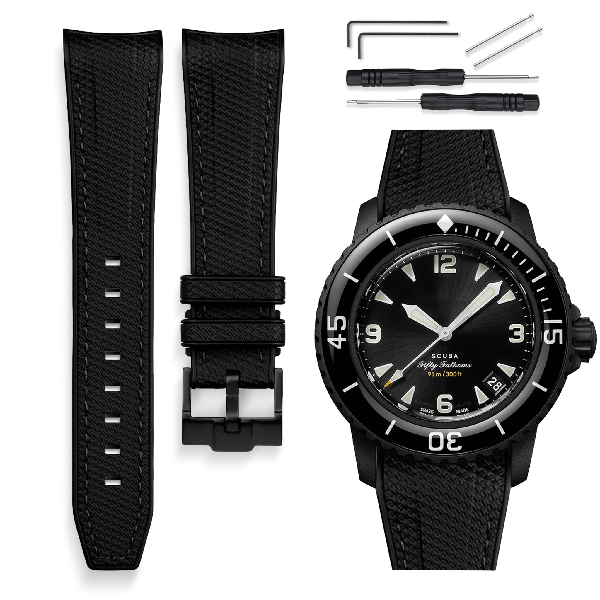 HORACE Cinturino per orologio da 22 mm in Silicone Liquido – Compatibile con Blancpain x Swatch Scuba Fifty Fathoms – Kit di montaggio incluso