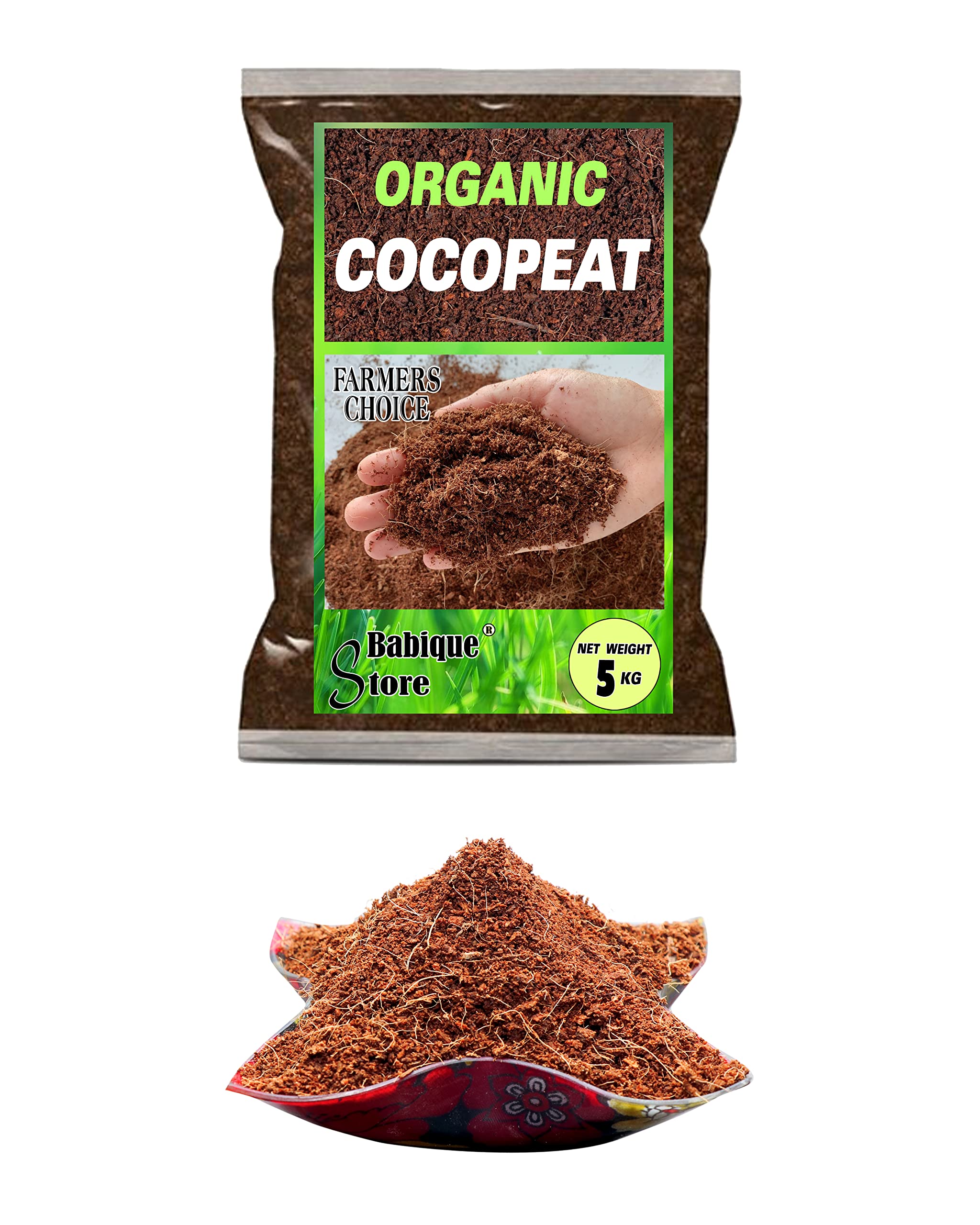 Babique CocoPeat 100% Organic Loose Ready to use Low EC for Indoor & Outdoor Plants & Home Gardening (5 Kg)