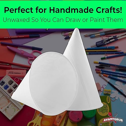 Miniatura 3 de Vasos de papel blanco pequeños ecológicos con forma de cono de papel blanco, 1000 unidades, sin cera para hielo afeitado, enfriadores de agua de