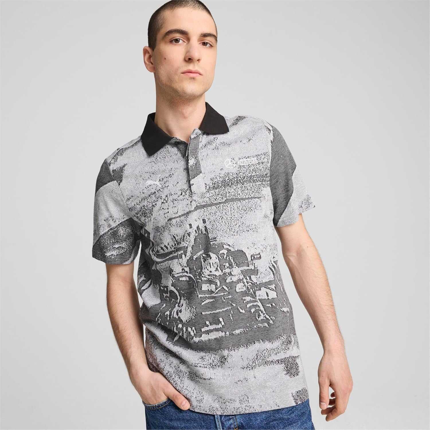 PUMA Men's Standard Mercedes AMG Pertronas Formula 1 Jacquard Polo, Black, XL