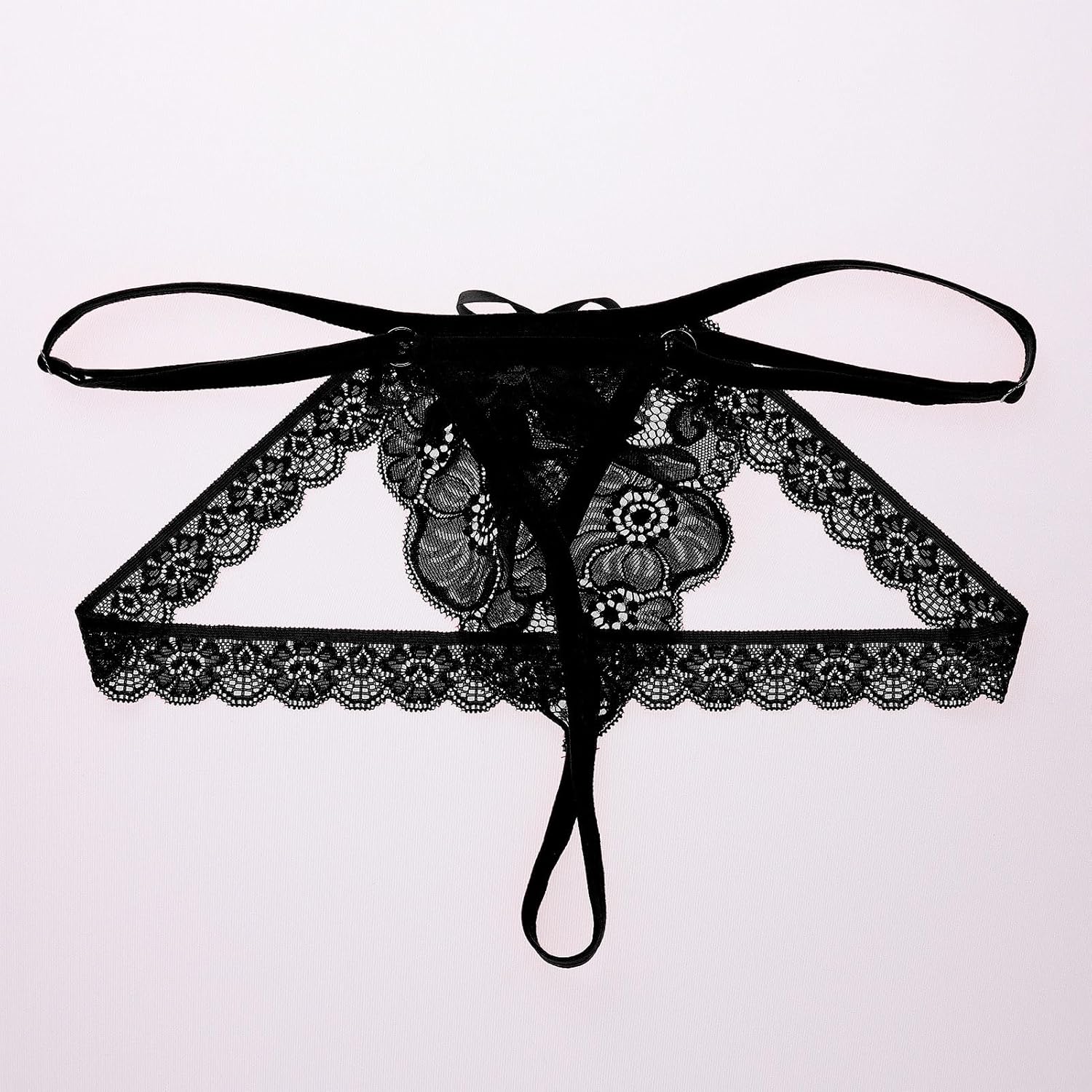 ABAFIP Men's Lace Thongs Frilly Trim Low Waist Bowknot T-back G-string Panties Crossdressing Underpants - Image 9