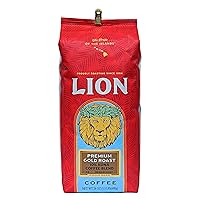 Vista 1 de Lion Coffee, Premium Gold Roast, mezcla de café 10% Kona, grano entero, bolsa de 24 onzas