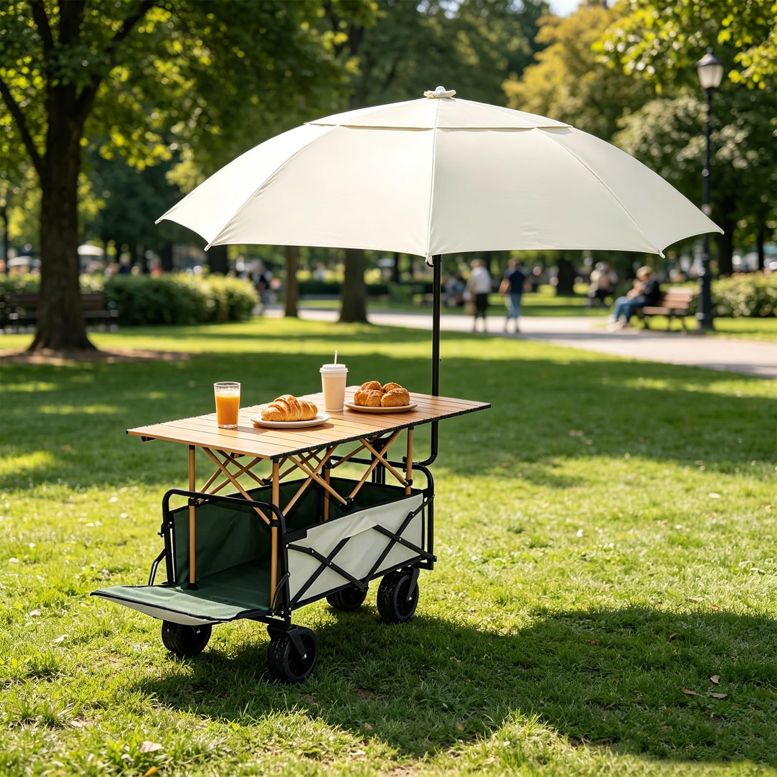 HARELA Genérico Puesto de Mercado con toldo, Móvil de Venta Ambulante de Comida, Puestos Plegables para Puestos Callejeros, Ferias De Artesanía(Green,94cm/37in)