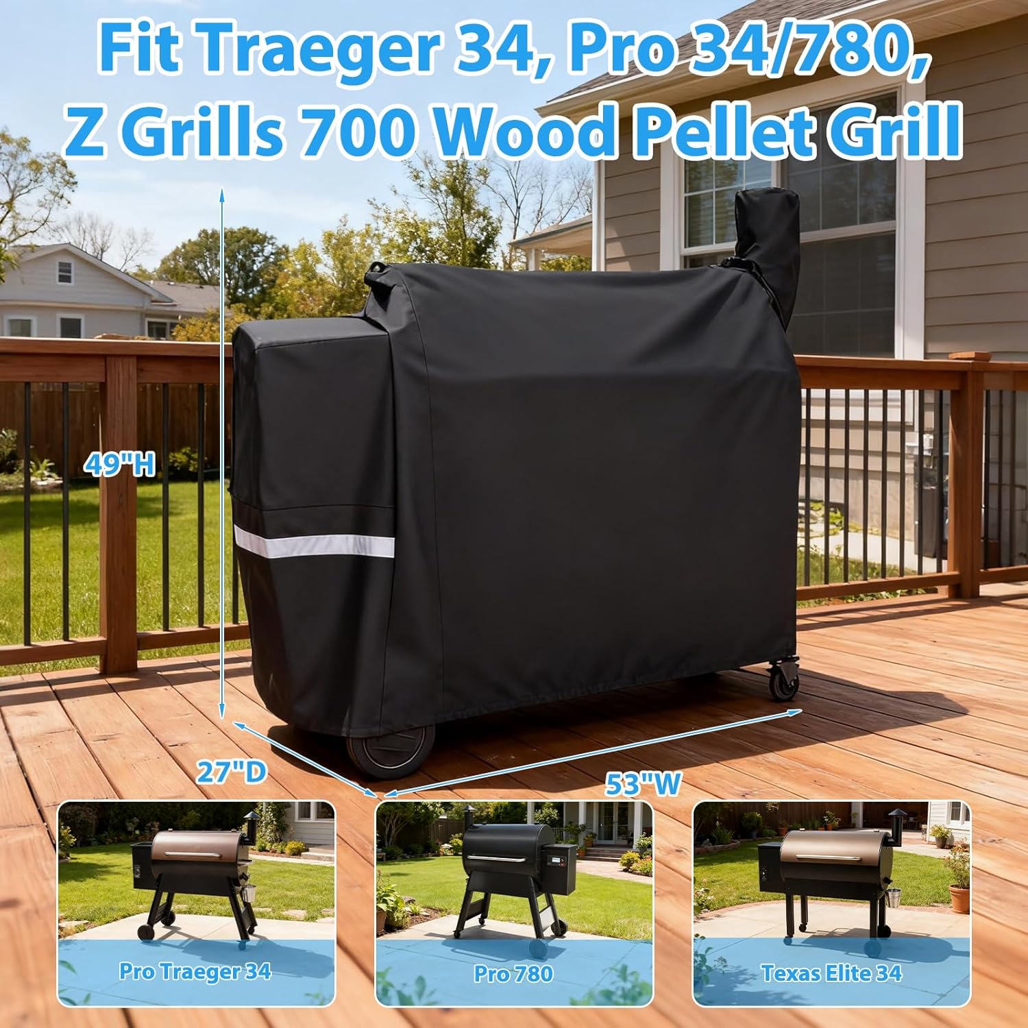 Utheer Upgraded Folding Front Shelf for Traeger Pro 34 Series, 37" x 12" Heavy-Duty Grill Prep Table with Cutting Board, Basin, Lid & 5 Hooks, Supports up to 60 lbs