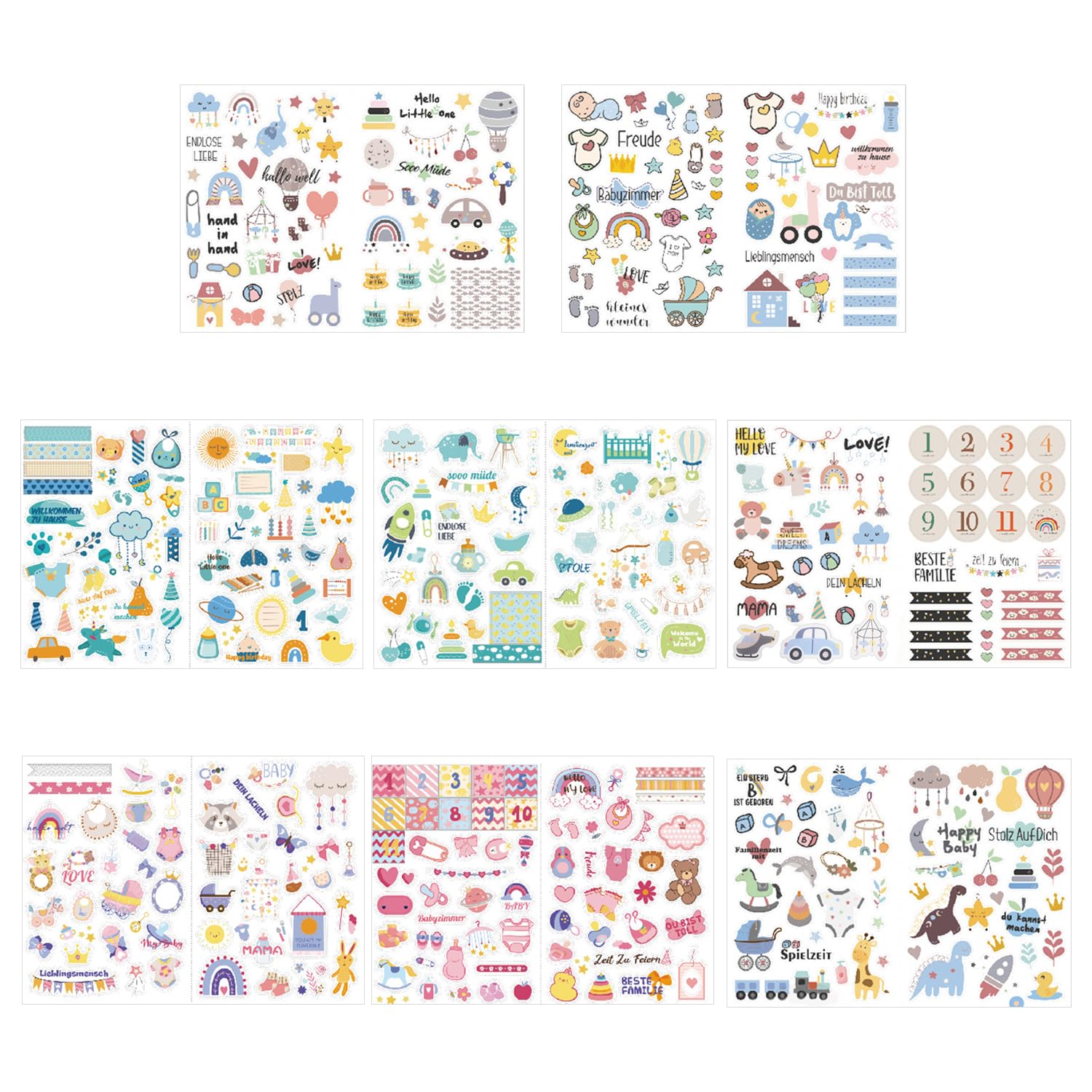 Tvsvkwe Multicolor 8 Baby Theme Stickers, Cute Cartoon Stickers, Scrapbook Accessories, Decorate Cards, Photo Albums, Notebooks.