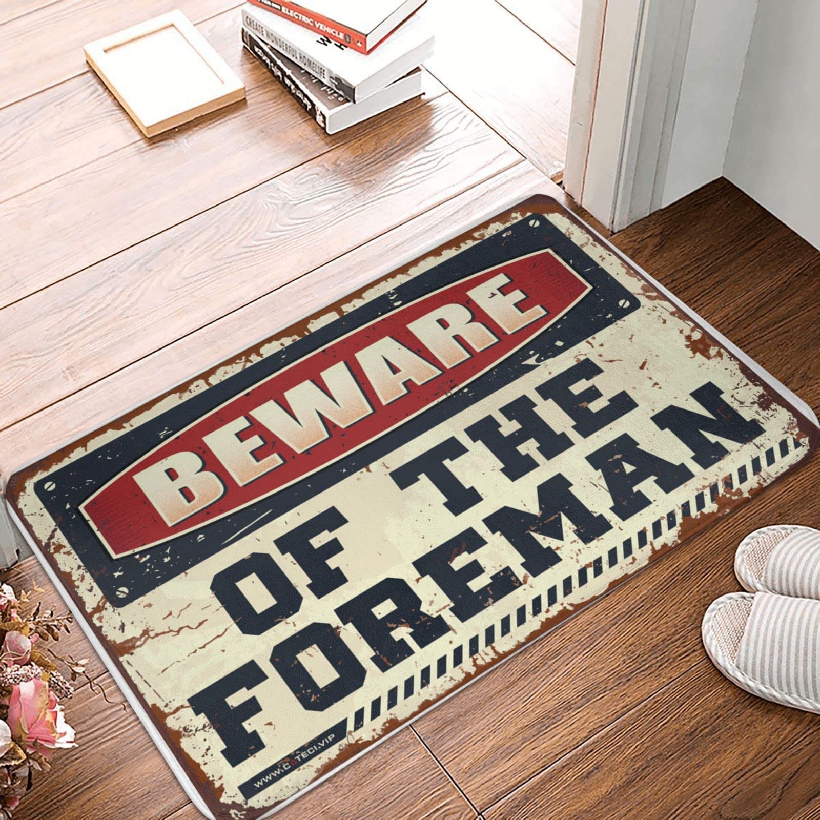 Paillasson d'intérieur pour bar Beware of The Foreman anti-saleté