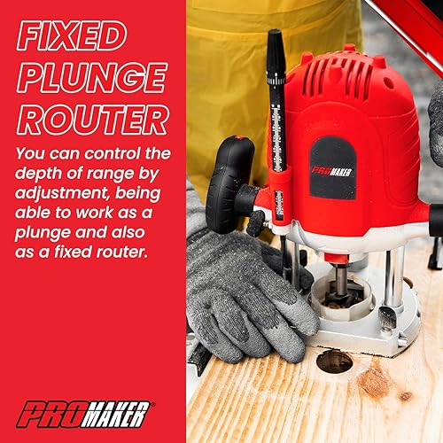 Miniatura 6 de Promaker Enrutador de inmersión de 27 HP con guía de borde y accesorios velocidad variable madera de enrutador 8000-3000 RPM kit de carpintería de