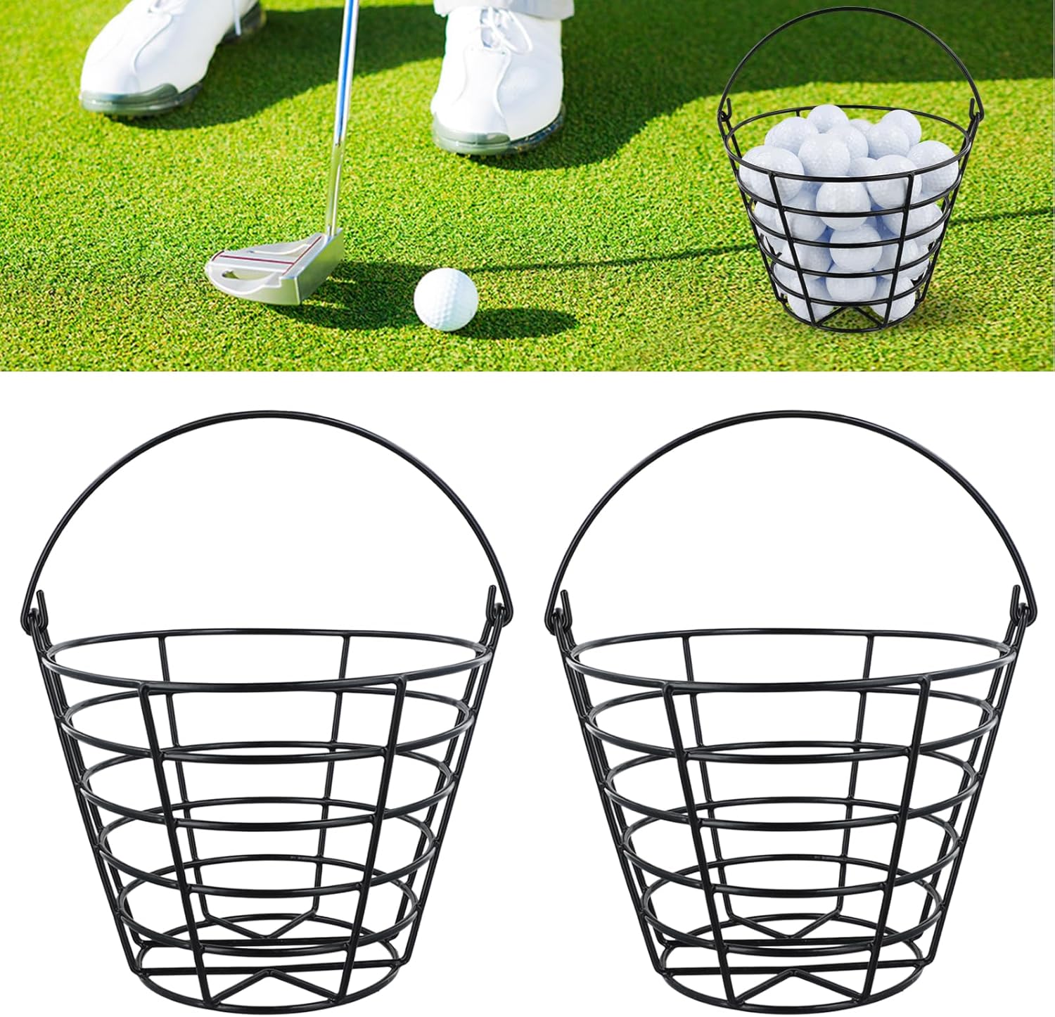 Roykaw Golf Ball Basket Bucket Container for 50 Balls,with Handle,Built to Last/Easy to Organize