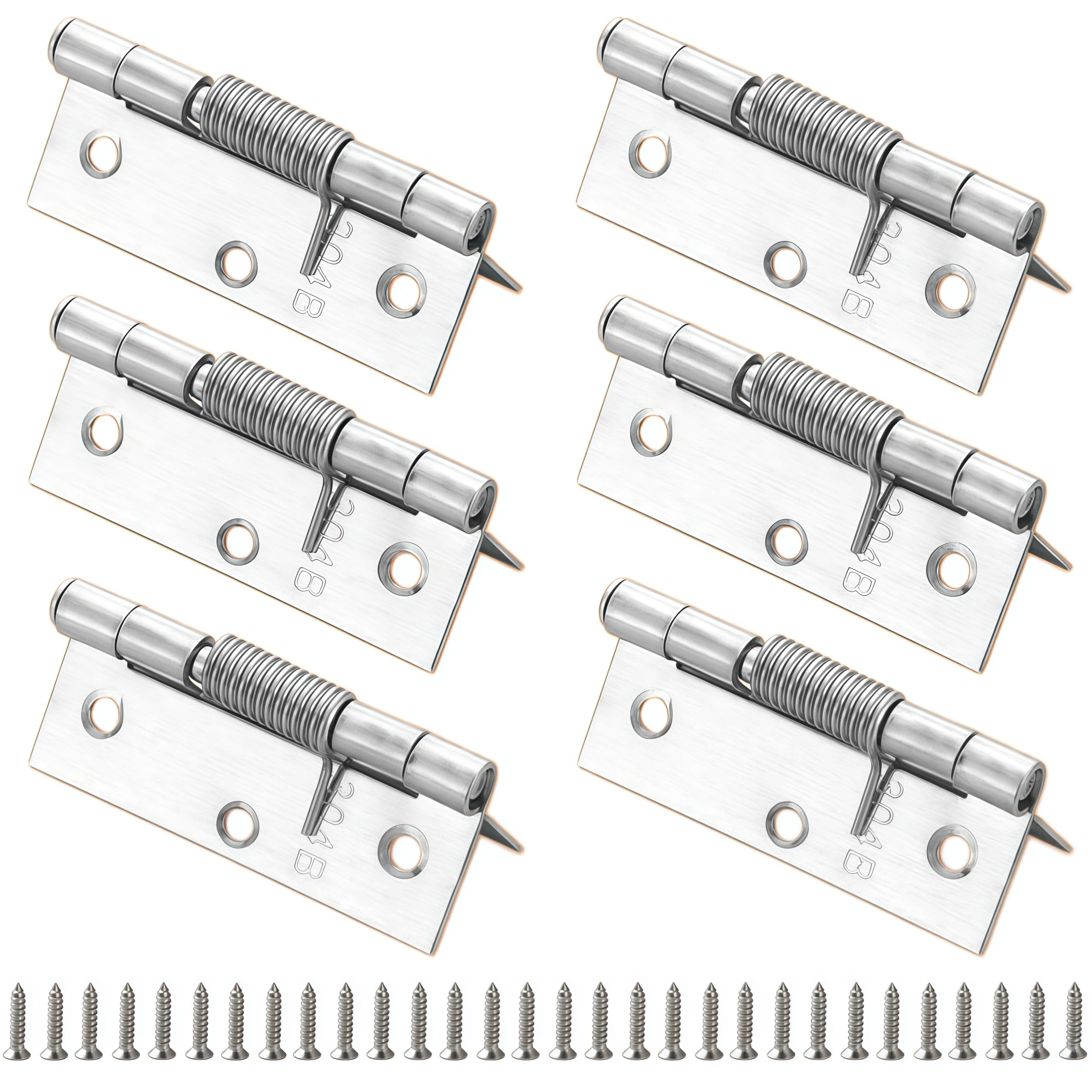 Vbnexyr Regular Hinges 6 Pack Of Stainless Steel Detachable Spring Hinges Automatic Closing Concealed Return Hinges 3 Inch External Spring Hinges