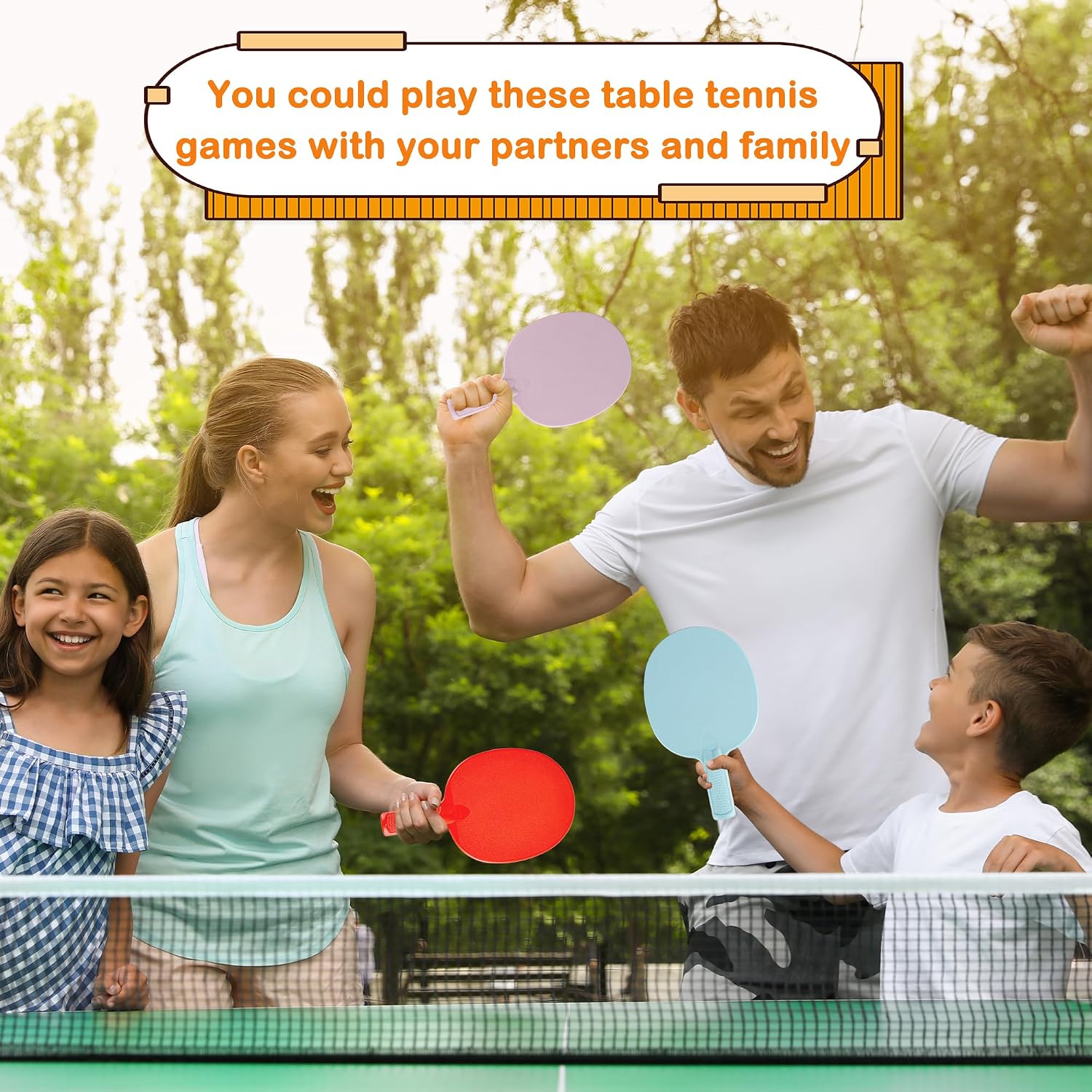 8 Pcs Plastic Table Tennis Paddles Unbreakable Ping Pong Paddles Rackets Portable Plastic Textured Table Tennis Training Toys for Beginner Kids Adult Camp Outdoor Equipment image 4