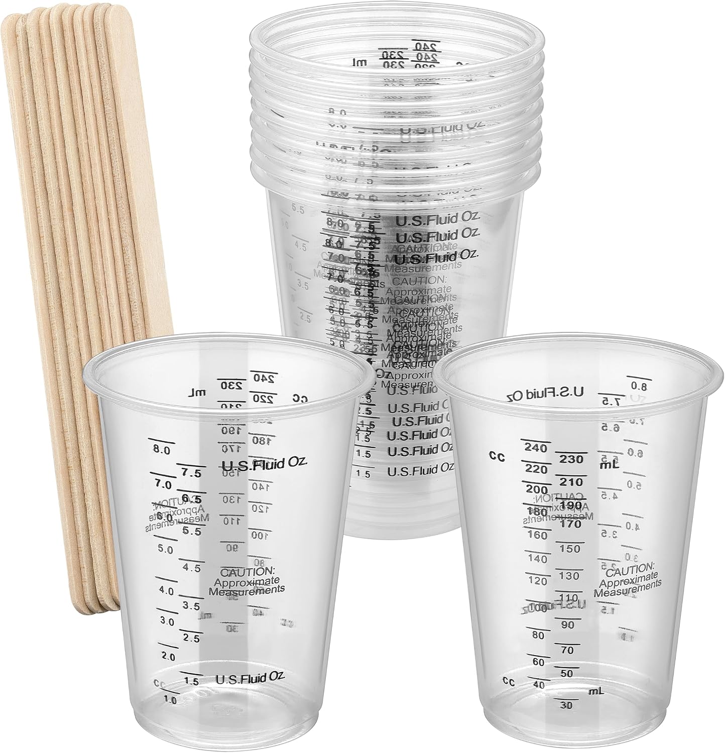 10PCS 8oz Paint Mixing Cups, Disposable Epoxy Resin Cups with Stir Sticks
