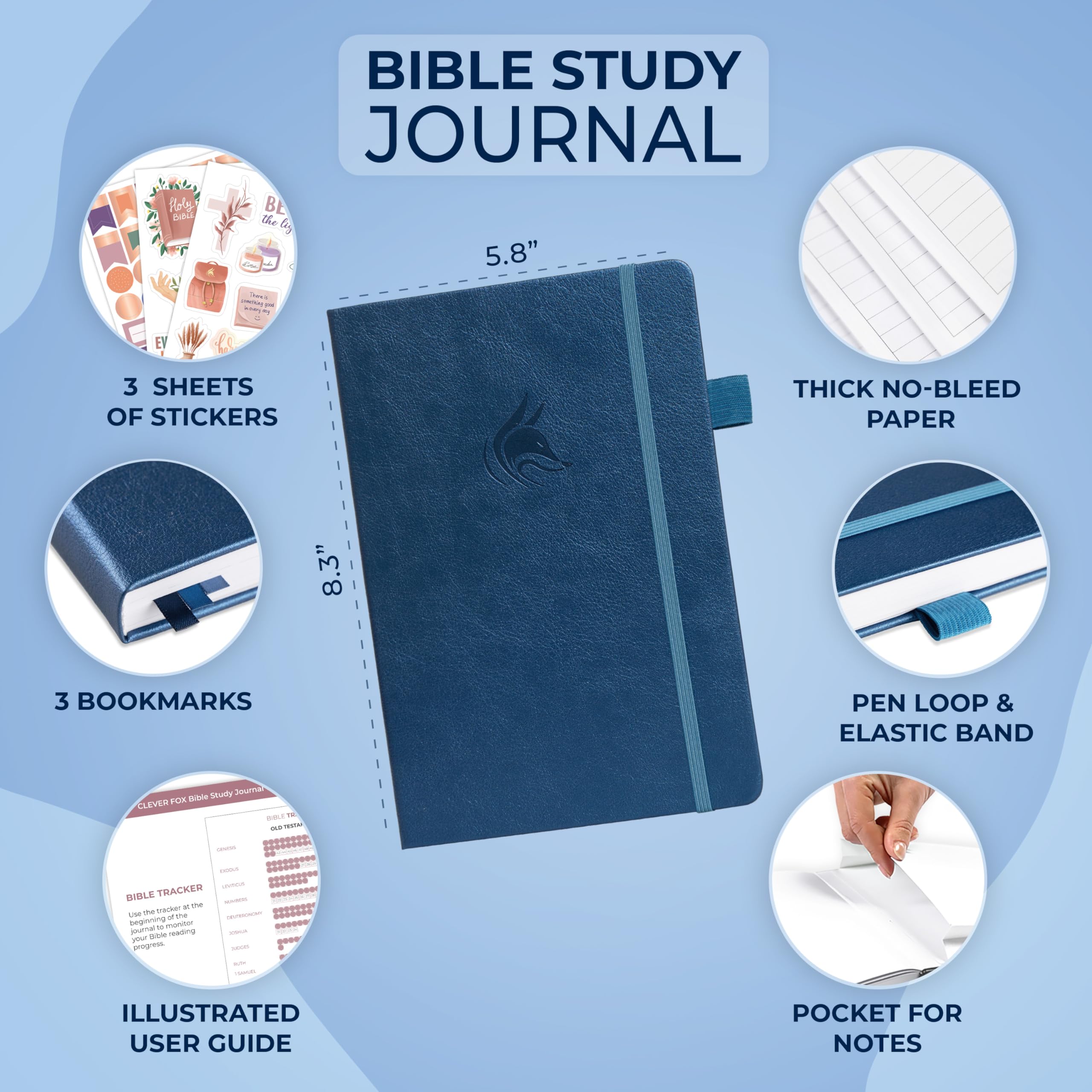 Clever Fox Bible Study Journal, Church Notes Notebook, Note Taking & Journaling Kit - Image 2