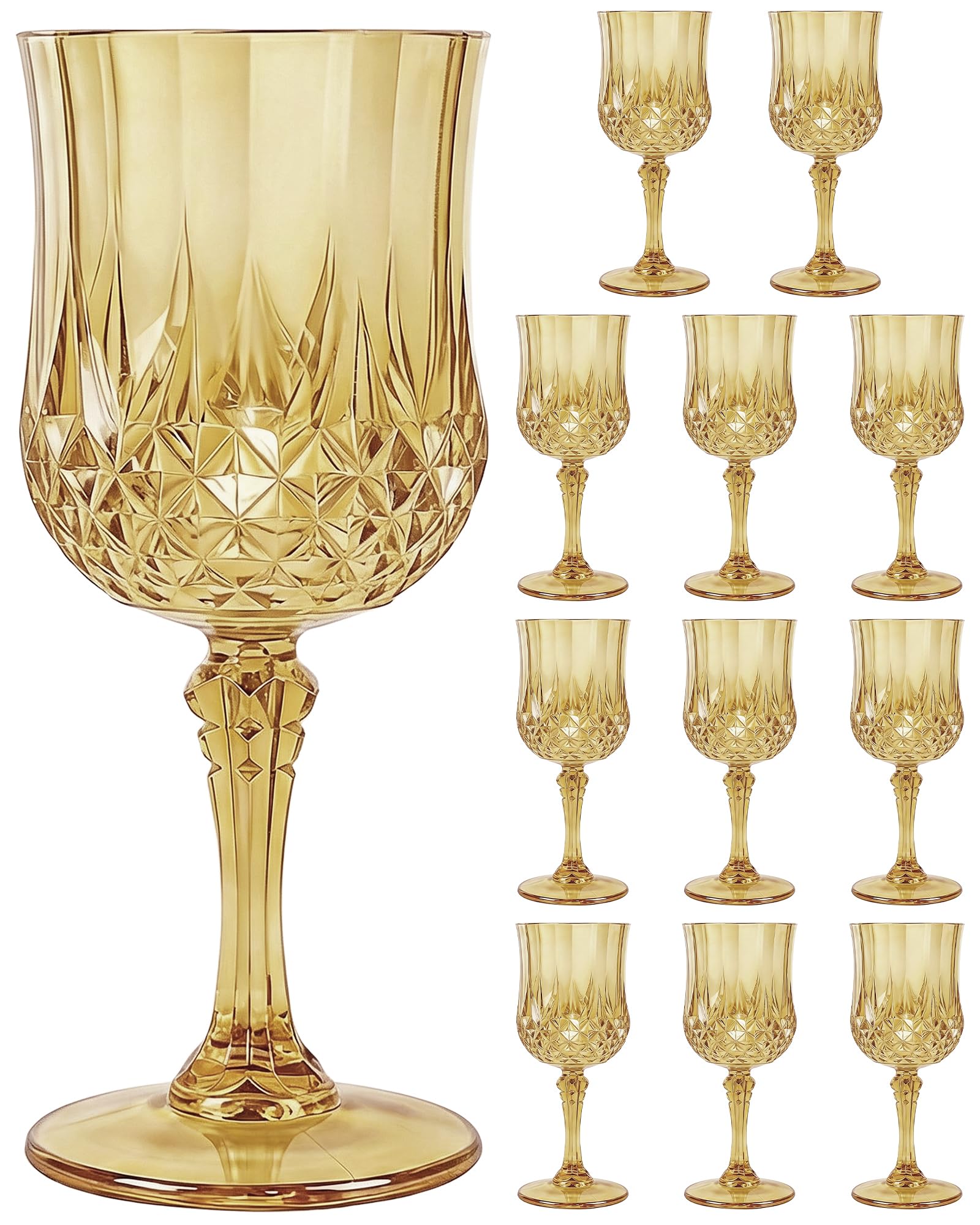 XYUNE 12PCS Plastic Wine Glasses, Gold 200ml Unbreakable Acrylic Goblets โ image 1
