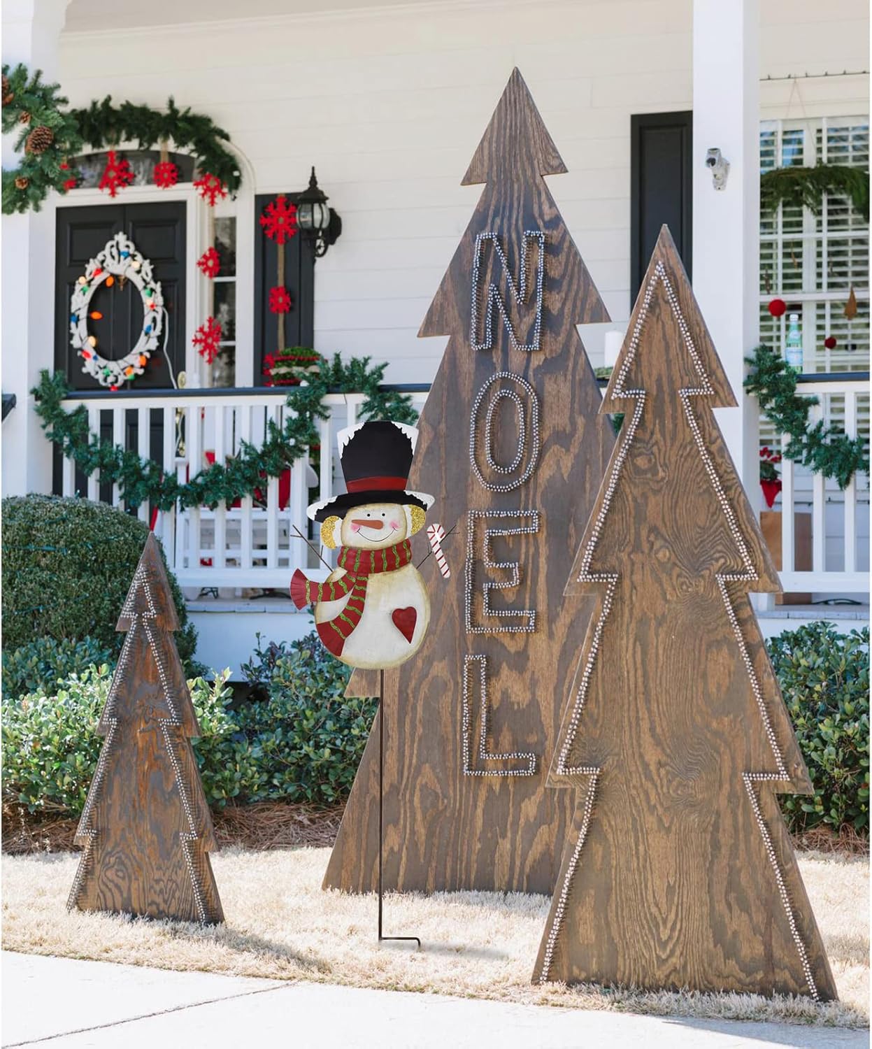 Metal Snowman Garden Stakes Decorative Yard Signs Outdoor Indoor Winter Holiday Merry Xmas Decoration for Lawn Patio Pathway Driveway