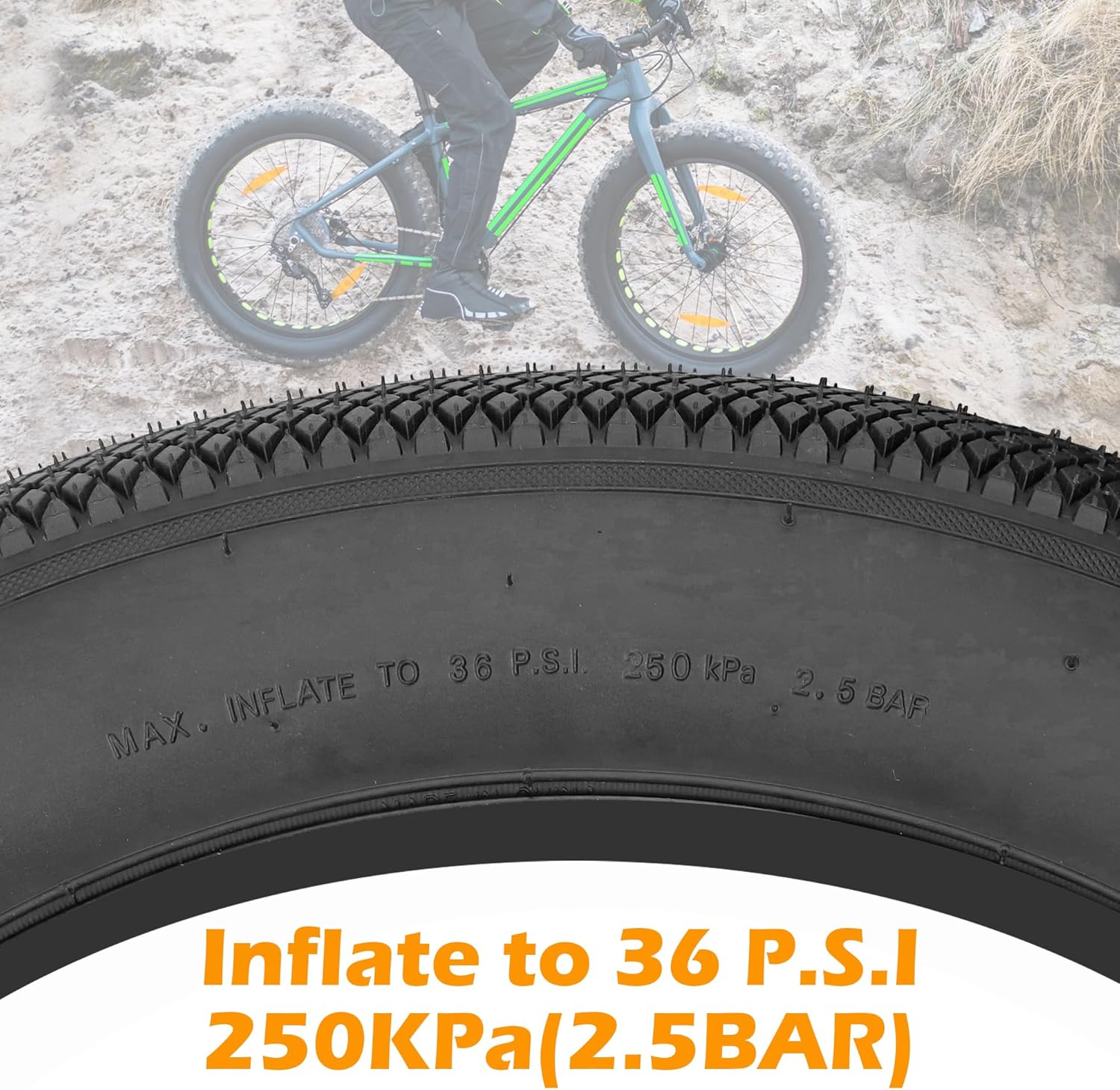 MEGHNA Bike Tire 20/24/26 x 4.0 Mountain Bike Fat Tire with Tubes Groove Tread Foldable Tire 24 inch Replacement for Snow Bike Fat Bike Electric Bike