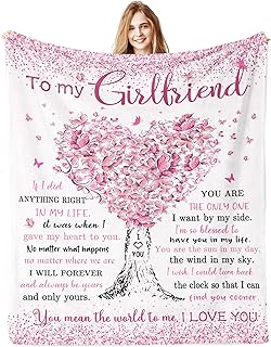 Gifts for Girlfriend, I Love My Girlfriend Birthday Gift, Cute Birthday Gift for Girlfriends Blanket 60"x 50", Best Gifts for GF, Romantic Anniversary Present for Her